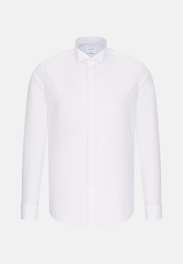 Non-iron Popeline Galashirt in Shaped with Vleugelkraag in Wit |  Seidensticker Onlineshop