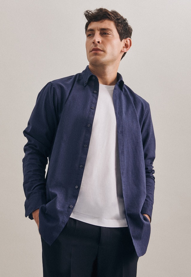 Regular Business Shirt Plain in Dark Blue |  Seidensticker Onlineshop
