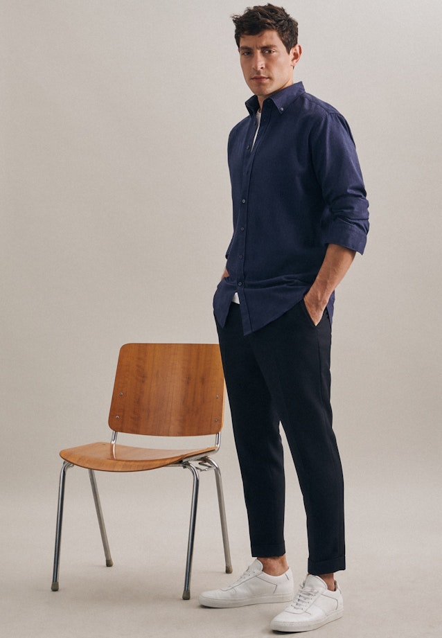Regular Business Shirt Plain in Dark Blue |  Seidensticker Onlineshop