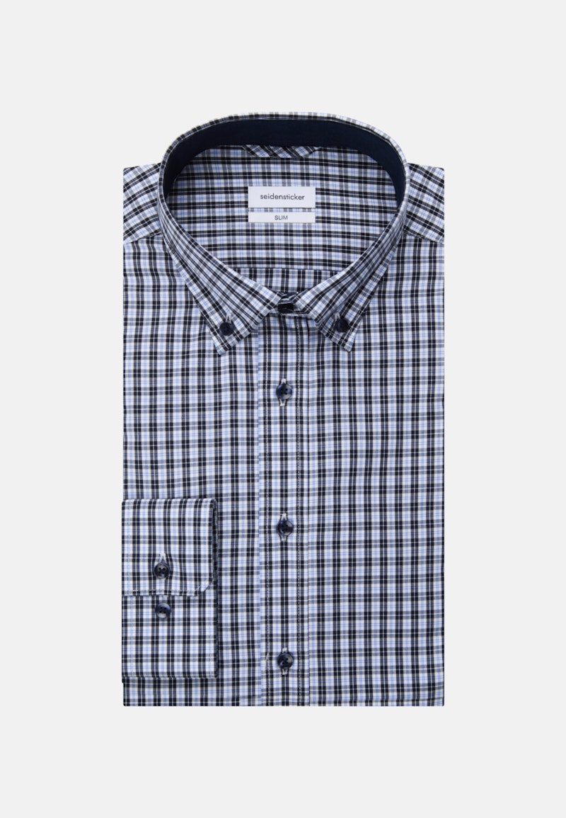 Non-iron Popeline Business overhemd in Slim with Button-Down-Kraag