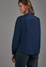 Regular fit Stehkragenbluse Uni in Dunkelblau |  Seidensticker Onlineshop