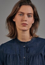 Regular fit Stehkragenbluse Uni in Dunkelblau |  Seidensticker Onlineshop
