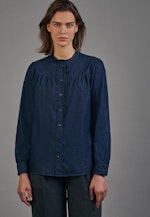 Regular fit Stehkragenbluse Uni in Dunkelblau |  Seidensticker Onlineshop