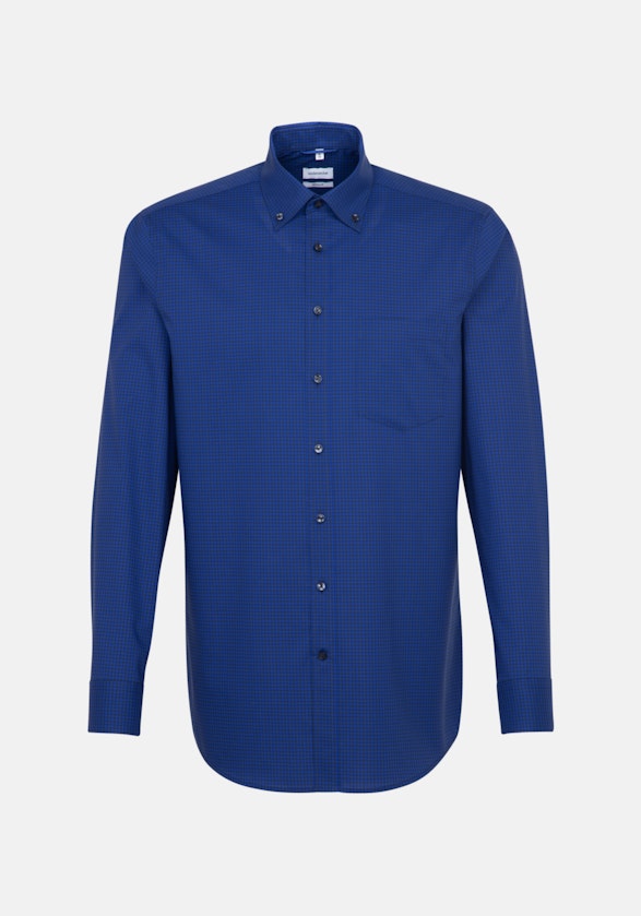 Bügelfreies Popeline Business Hemd in Regular mit Button-Down-Kragen in Mittelblau |  Seidensticker Onlineshop