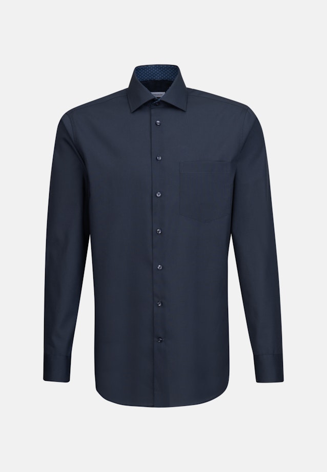 Non-iron Poplin Business Shirt in Regular with Kent-Collar in Dark Blue |  Seidensticker Onlineshop