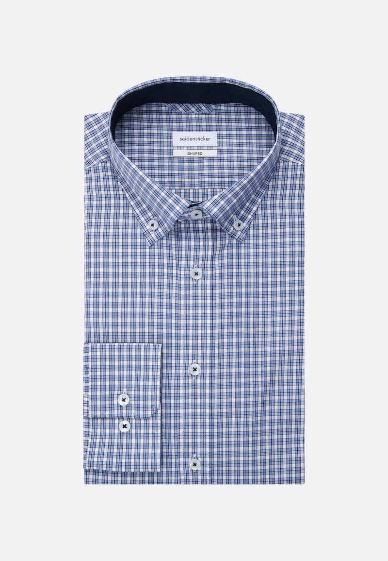 Non-iron Poplin Business Shirt in Shaped with Button-Down-Collar