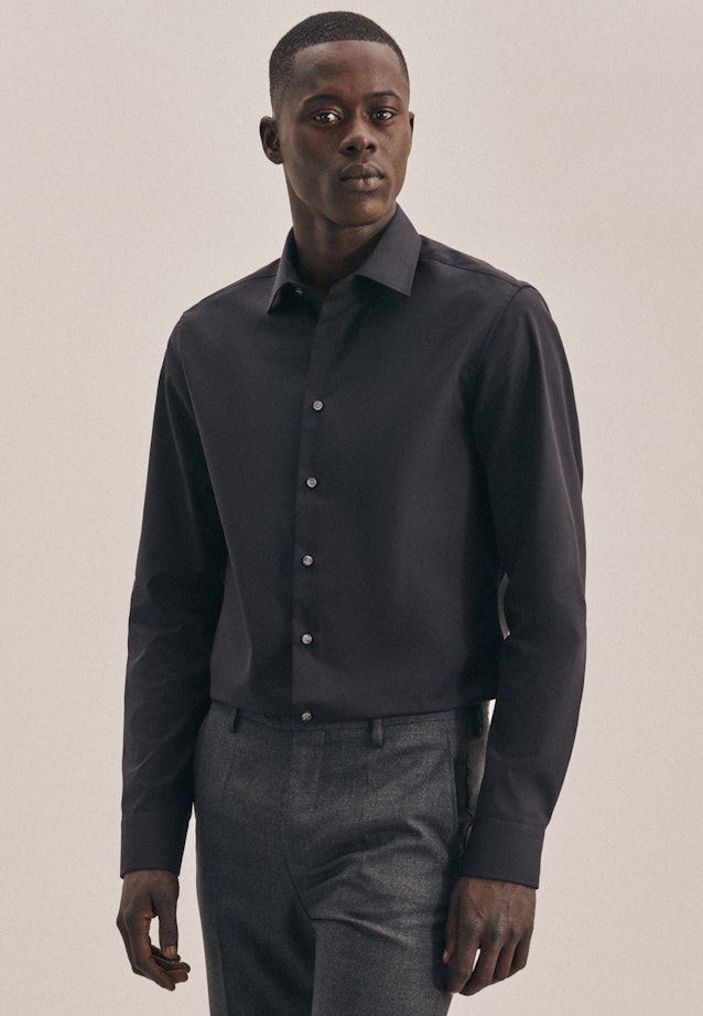 Non-iron Poplin Business Shirt in X-Slim with Kent-Collar in Black |  Seidensticker Onlineshop