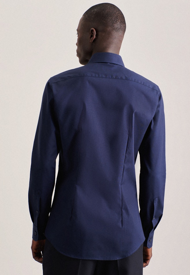 Non-iron Poplin Business Shirt in X-Slim with Kent-Collar in Dark Blue | Seidensticker online shop