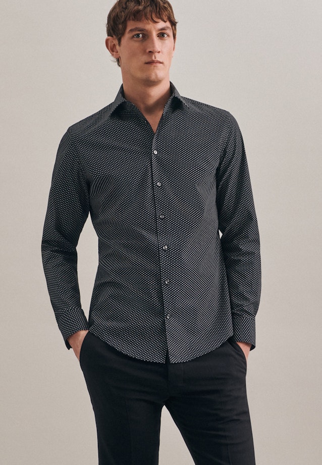 Slim Business Hemd Druck in Schwarz |  Seidensticker Onlineshop
