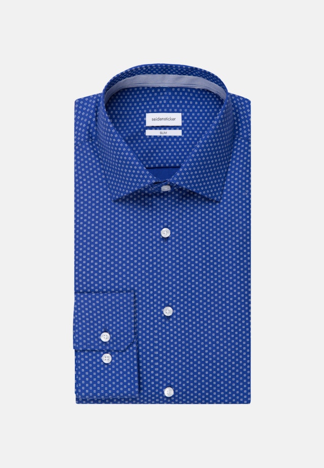 Slim Business Hemd Druck in Mittelblau |  Seidensticker Onlineshop