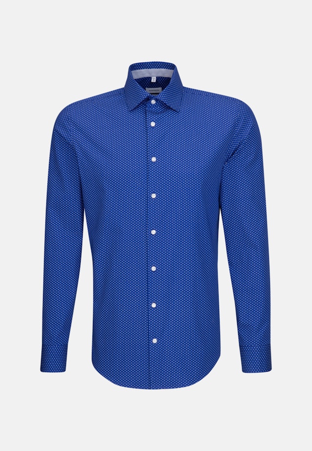 Slim Business Hemd Druck in Mittelblau |  Seidensticker Onlineshop