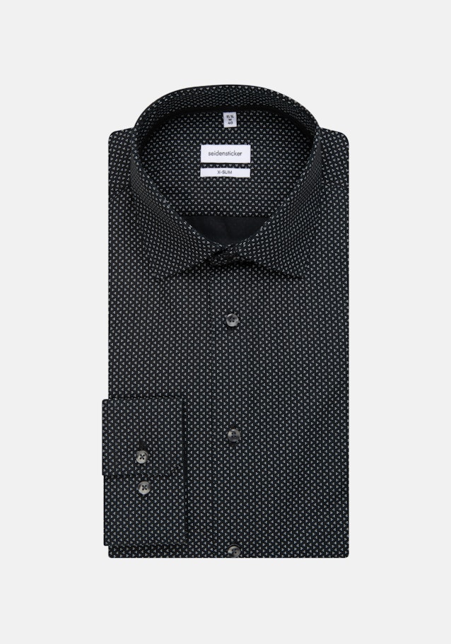 Popeline Business Hemd in X-Slim mit Kentkragen und extra langem Arm in Schwarz |  Seidensticker Onlineshop