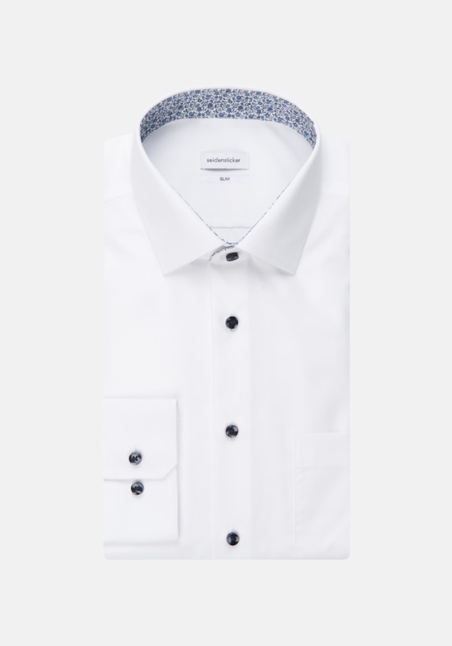 Bügelfreies Popeline Business Hemd in Slim mit Kentkragen und extra langem Arm in Weiß |  Seidensticker Onlineshop