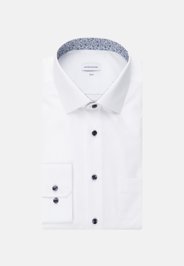 Non-iron Poplin Business Shirt in Slim with Kent-Collar and extra long sleeve in White |  Seidensticker Onlineshop