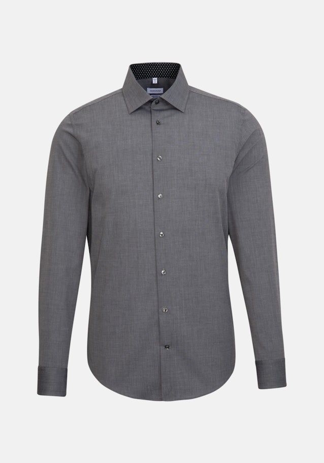 Bügelfreies Fil a fil Business Hemd in Shaped mit Kentkragen und extra langem Arm in Grau |  Seidensticker Onlineshop
