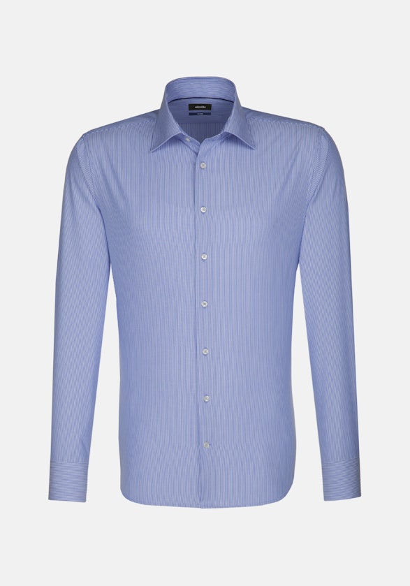 Bügelleichtes Popeline Business Hemd in Shaped mit Kentkragen in Mittelblau |  Seidensticker Onlineshop