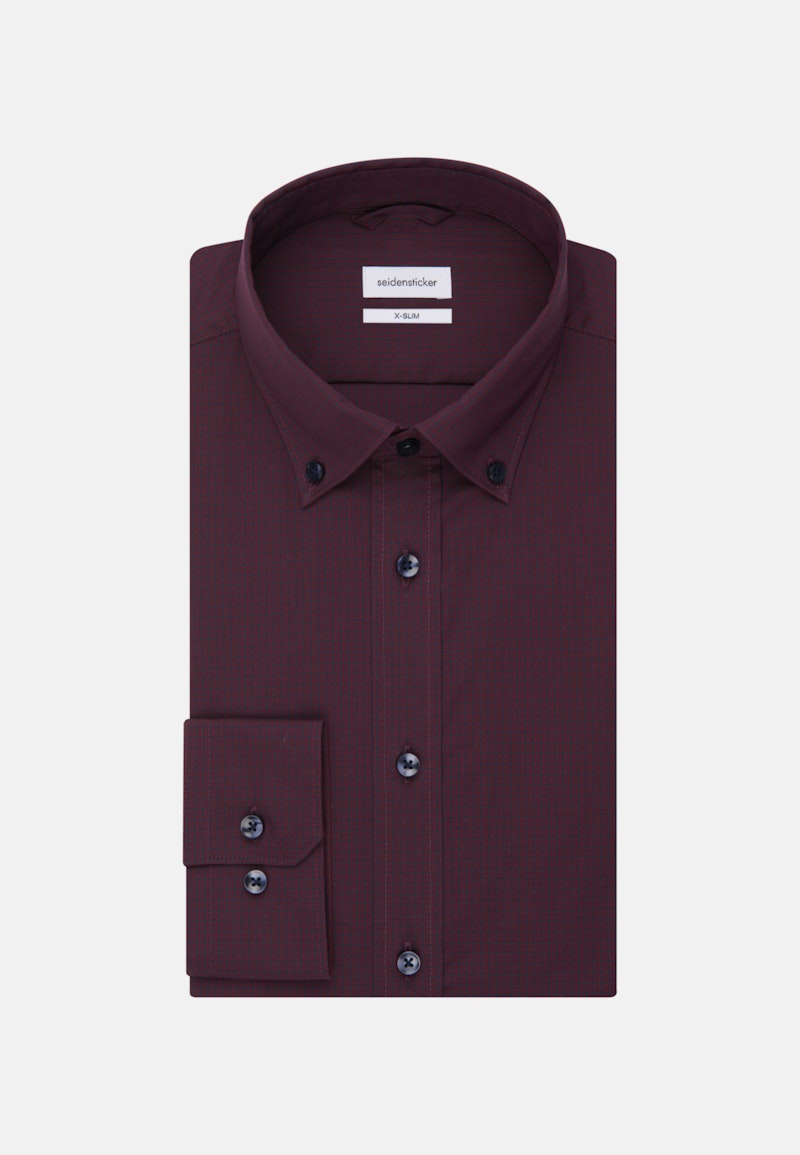 Bügelfreies Popeline Business Hemd in X-Slim mit Button-Down-Kragen