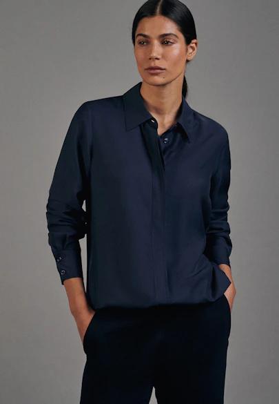 Shirt Blouse Uni in Dark Blue |  Seidensticker Onlineshop