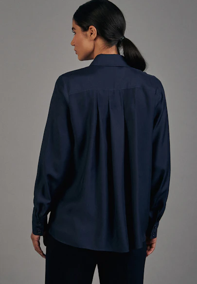 Shirt Blouse Uni in Dark Blue |  Seidensticker Onlineshop
