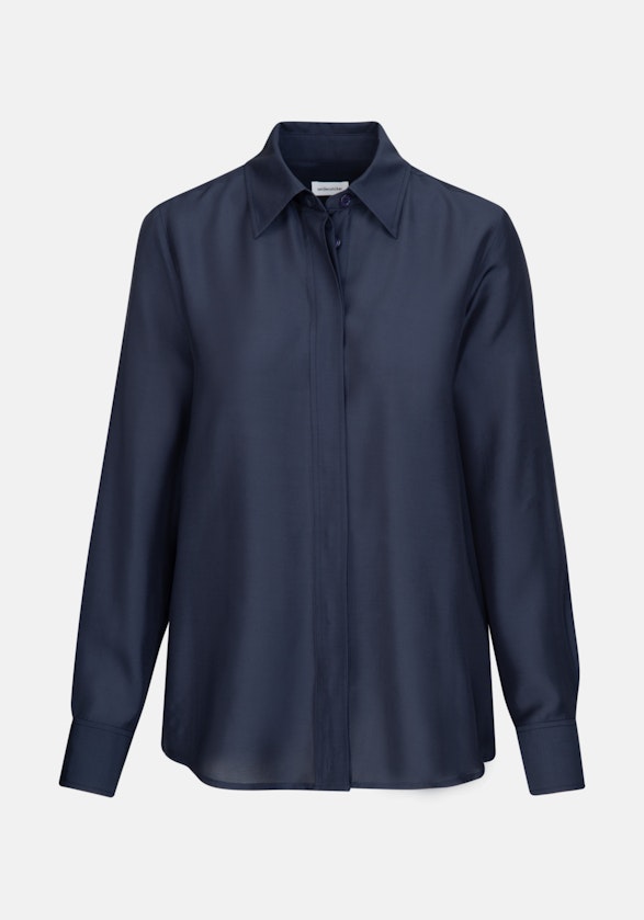 Regular fit Hemdbluse Uni in Dunkelblau | Seidensticker Onlineshop
