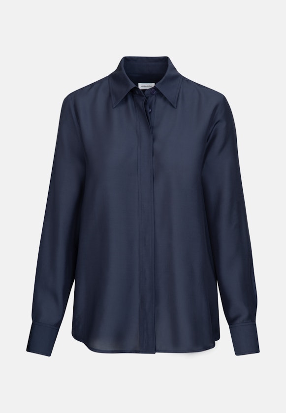 Regular fit Hemdbluse Uni in Dunkelblau |  Seidensticker Onlineshop