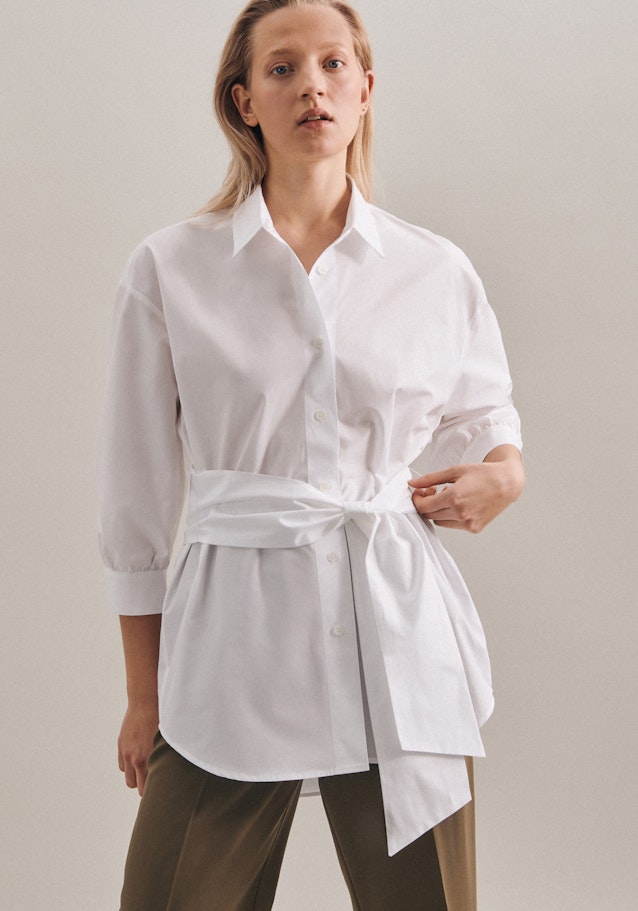 7/8 mouwen Popeline Shirtblouse in Wit |  Seidensticker Onlineshop