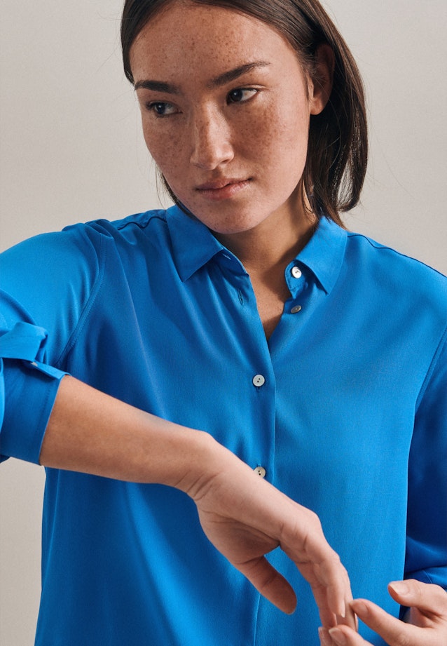 Chemisier Uni in Bleu Moyen |  Seidensticker Onlineshop