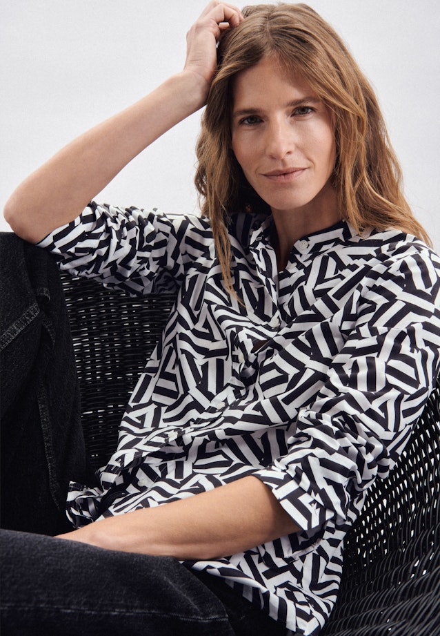 Blouse à col montant Motifs géométriques in Gris |  Seidensticker Onlineshop
