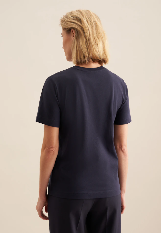 Jersey T- Shirt Crew Neck aus Baumwolle in Dunkelblau | Seidensticker Onlineshop
