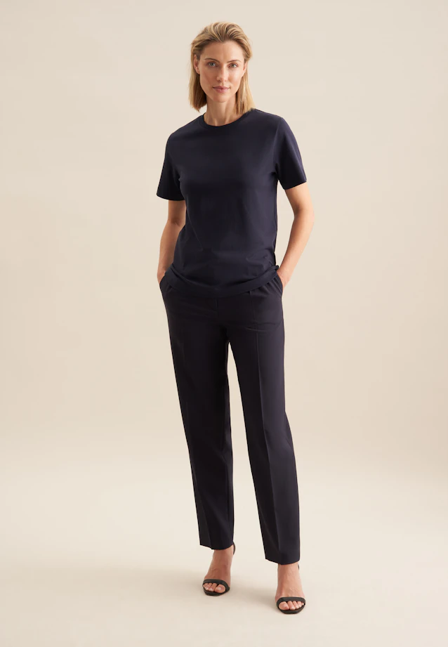 T-shirt en jersey à col rond en coton in Bleu Foncé |  Seidensticker Onlineshop