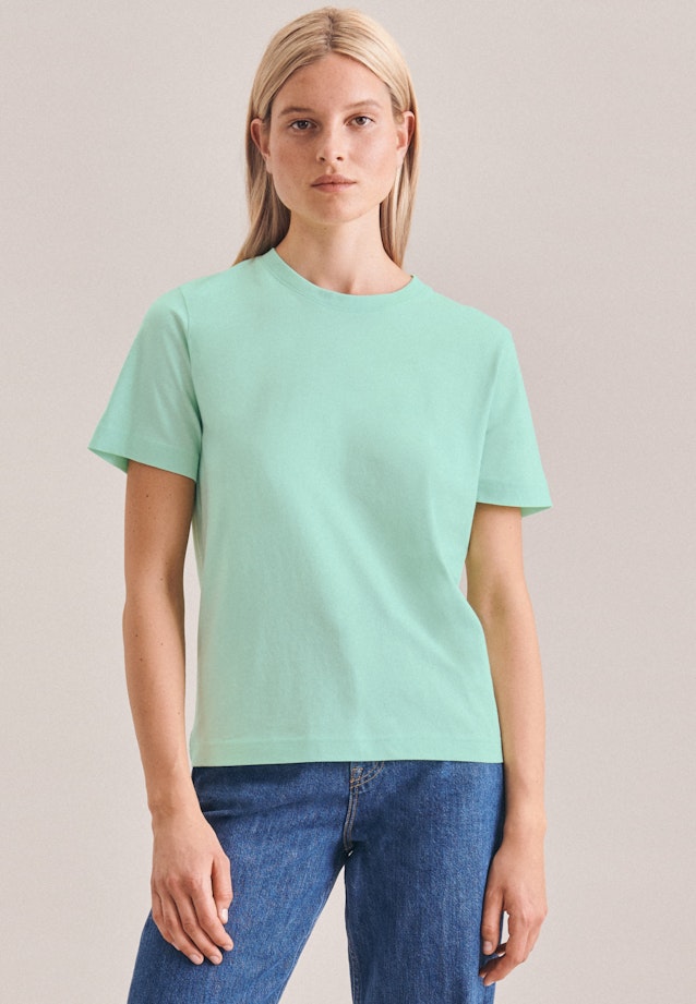 Jersey T- Shirt Crew Neck aus Baumwolle in Türkis |  Seidensticker Onlineshop