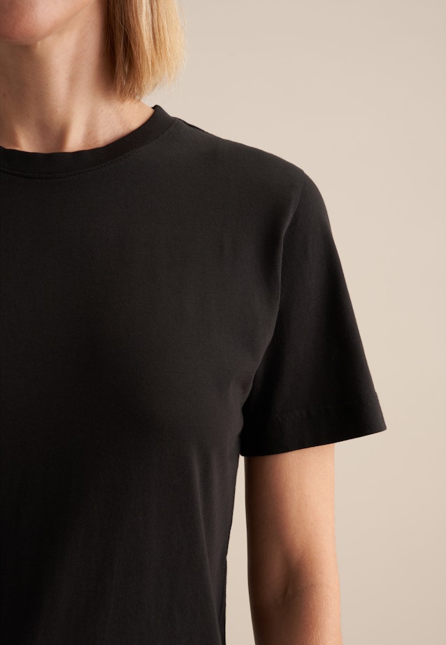 Jersey T- Shirt Crew Neck aus Baumwolle in Schwarz |  Seidensticker Onlineshop