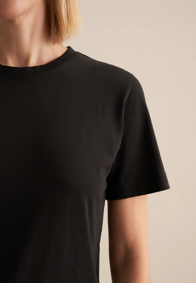 T-shirt en jersey à col rond en coton in Noir |  Seidensticker Onlineshop