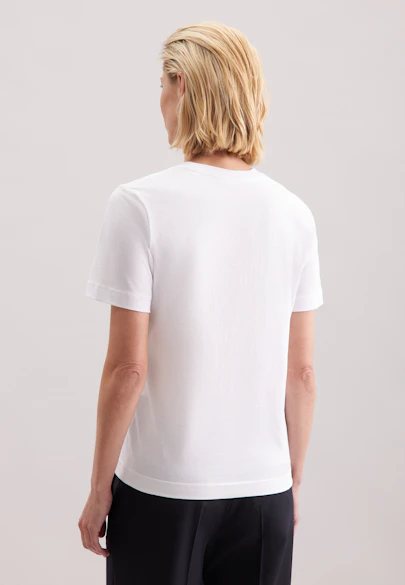 T-shirt en jersey à col rond en coton in Blanc |  Seidensticker Onlineshop