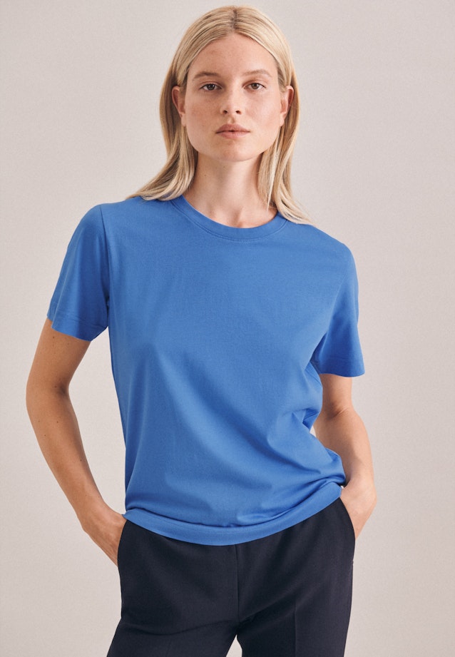 Jersey T- Shirt Crew Neck aus Baumwolle in Hellblau |  Seidensticker Onlineshop