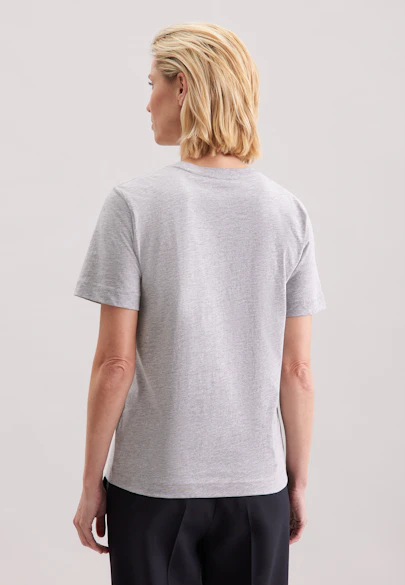 T-shirt en jersey à col rond en coton in Gris |  Seidensticker Onlineshop