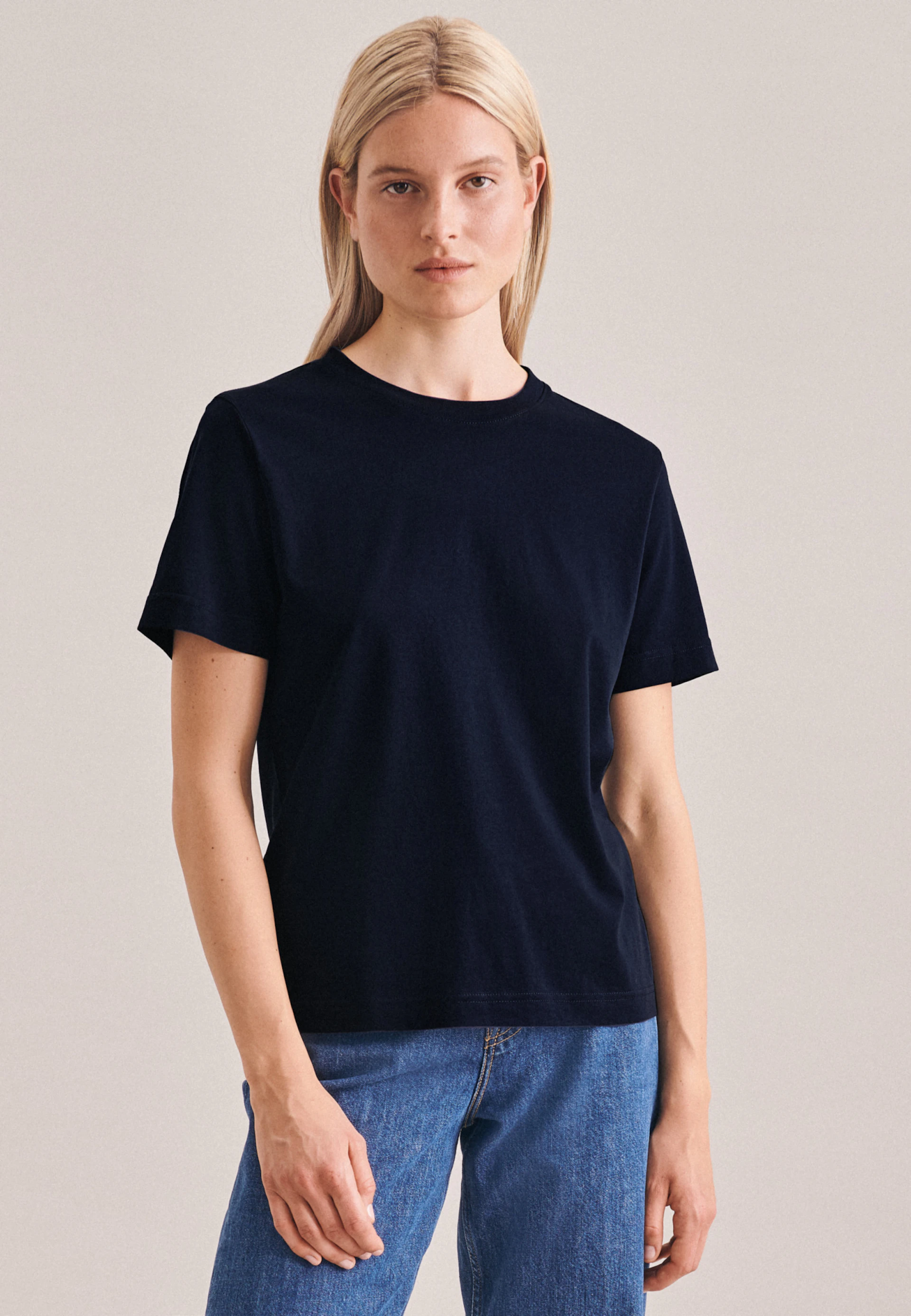 Damen Rundhals T-Shirt Regular dunkelblau | Seidensticker