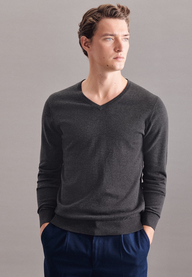 V-Neck Pullover Uni in Grey |  Seidensticker Onlineshop