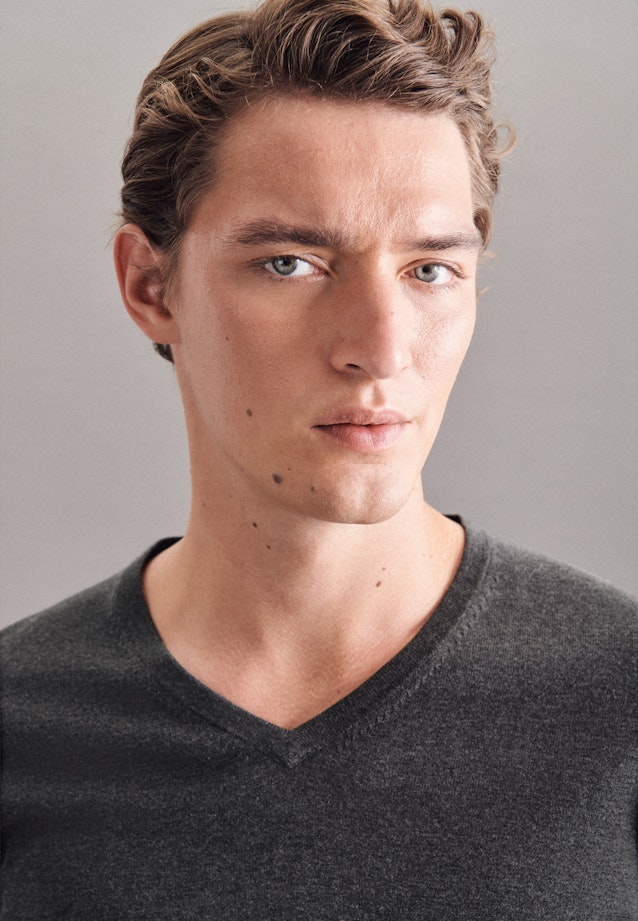 V-Neck Pullover Uni in Grey |  Seidensticker Onlineshop