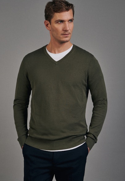V-Neck Pullover Uni in Grün |  Seidensticker Onlineshop