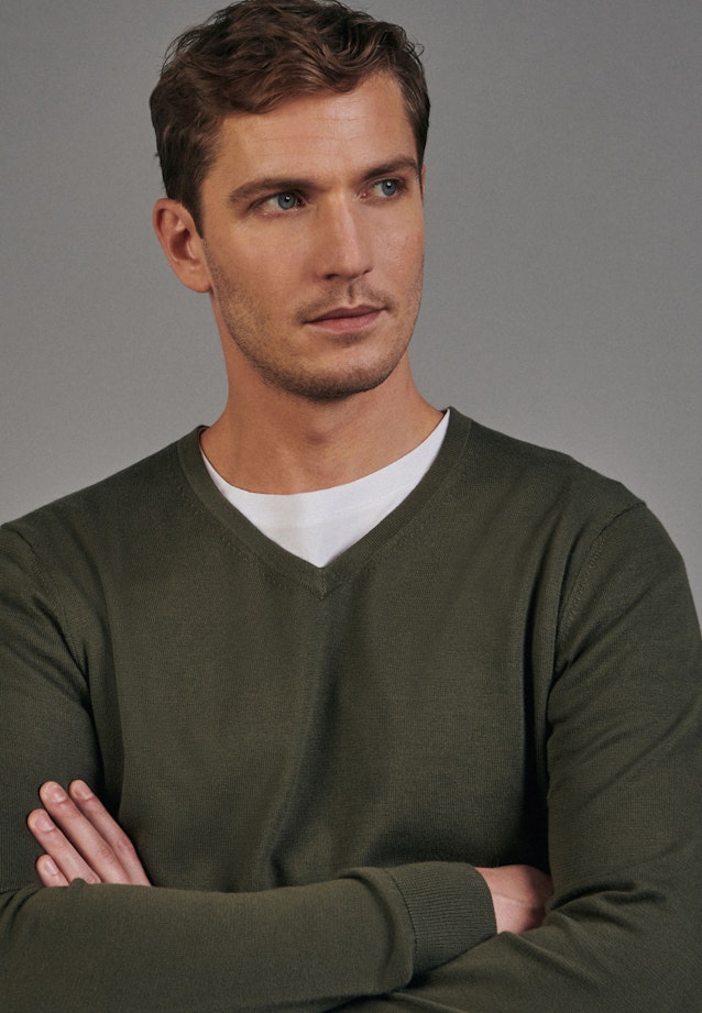 Regular Pullover Uni in Grün |  Seidensticker Onlineshop