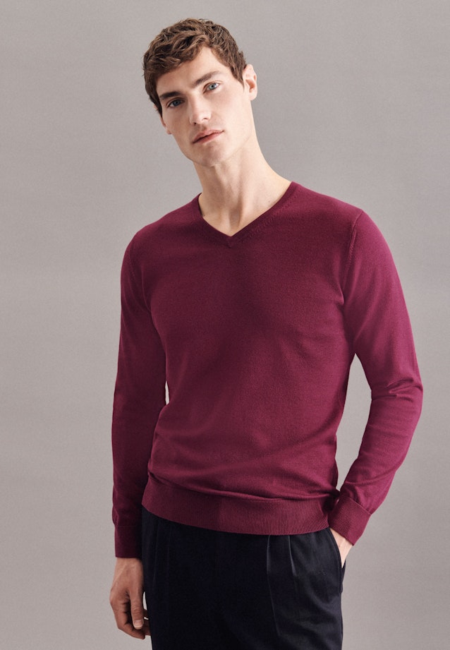 V-Neck Pullover Uni in Red |  Seidensticker Onlineshop