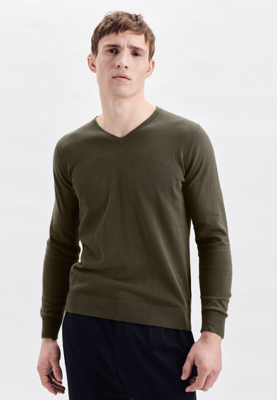 V-Neck Pullover in Grün |  Seidensticker Onlineshop