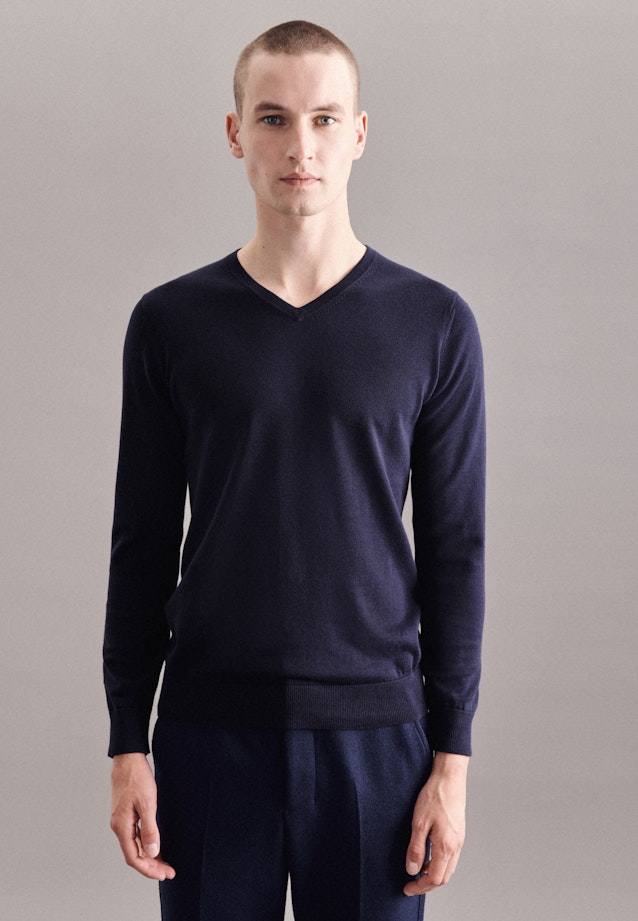 Regular Pullover Uni in Dunkelblau |  Seidensticker Onlineshop