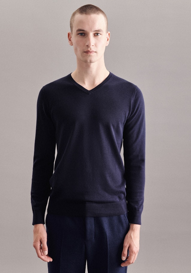 V-Neck Pullover in Dark Blue | Seidensticker Onlineshop