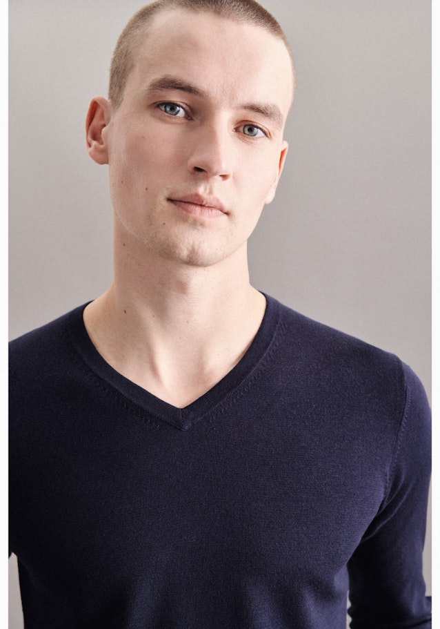 V-Neck Pullover Uni in Dark Blue | Seidensticker Onlineshop