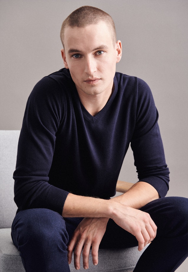 Regular Pullover Uni in Dunkelblau |  Seidensticker Onlineshop