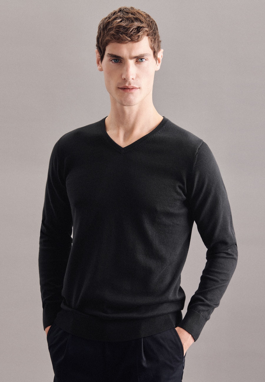 V-Neck Pullover in Schwarz |  Seidensticker Onlineshop