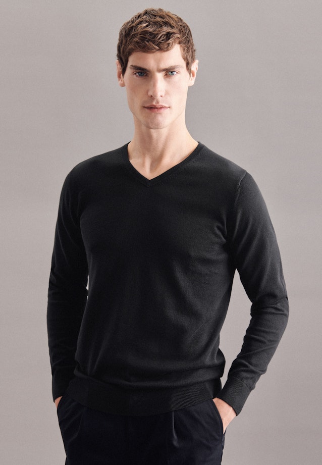 Regular Pullover Uni in Schwarz |  Seidensticker Onlineshop