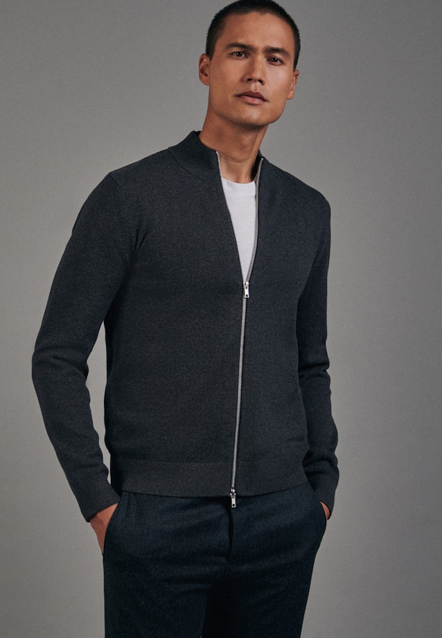 Stand-Up Collar Knit Bomber Uni in Grey |  Seidensticker Onlineshop